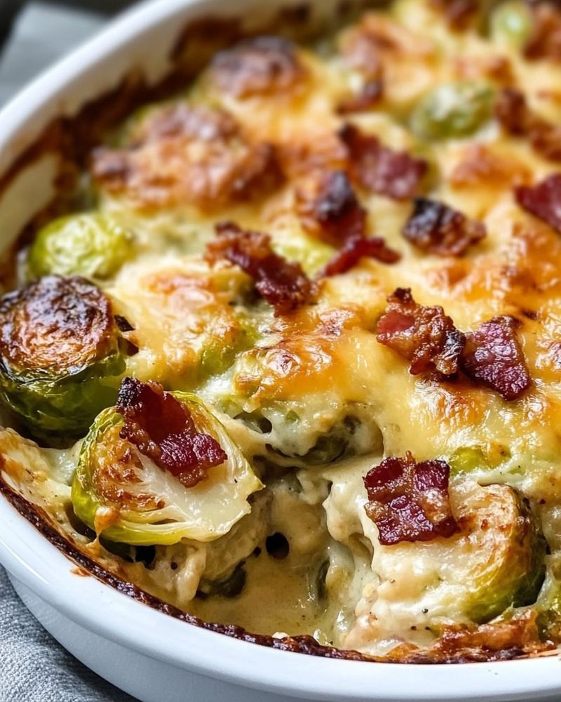 Bacon and Brussels Sprouts Gratin