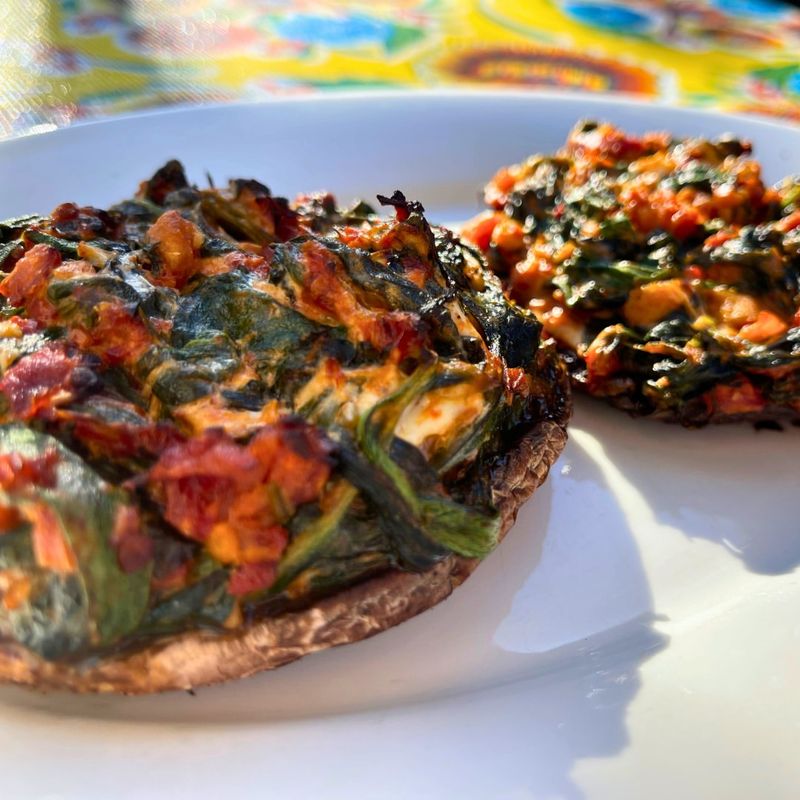 Chickpea and Spinach Stuffed Portobello Mushrooms