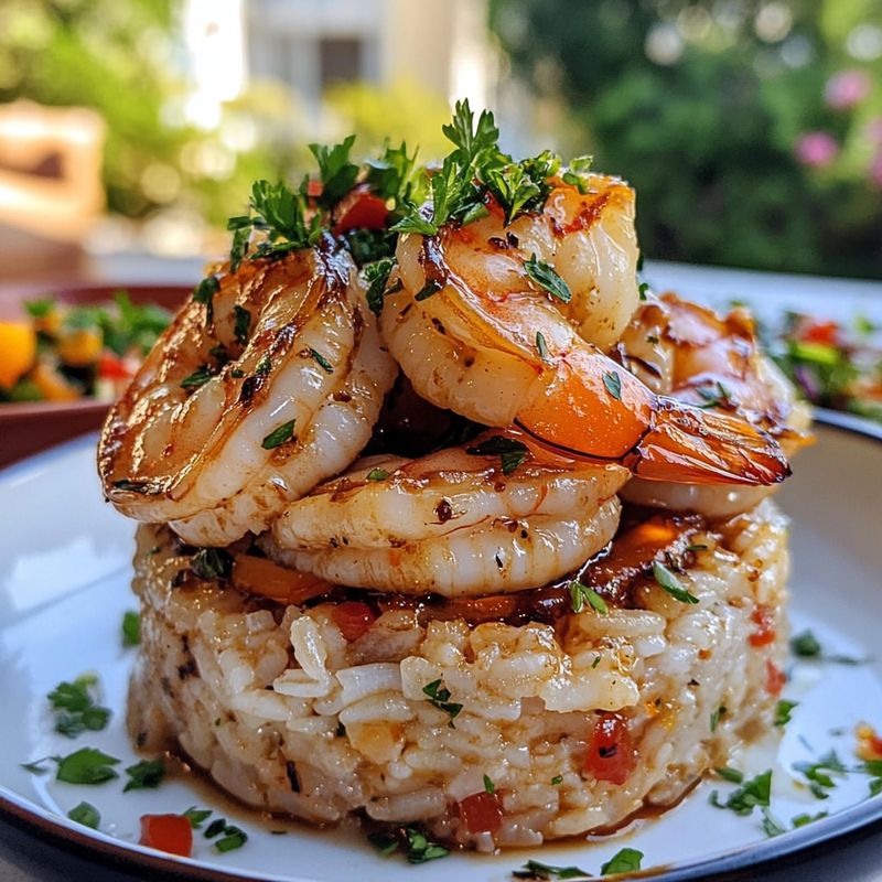 Lemon Basil Rice with Grilled Shrimp