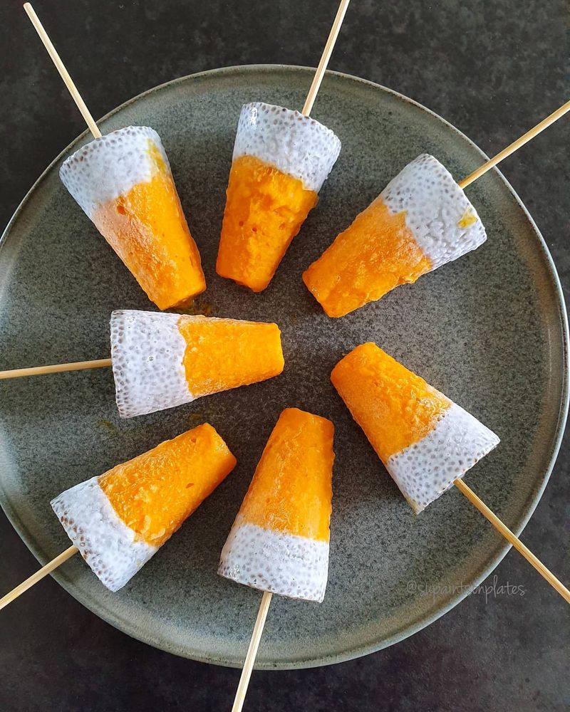 Mango Coconut Chia Popsicles