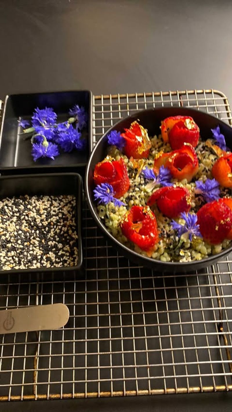 Matcha Rice with Edible Flowers