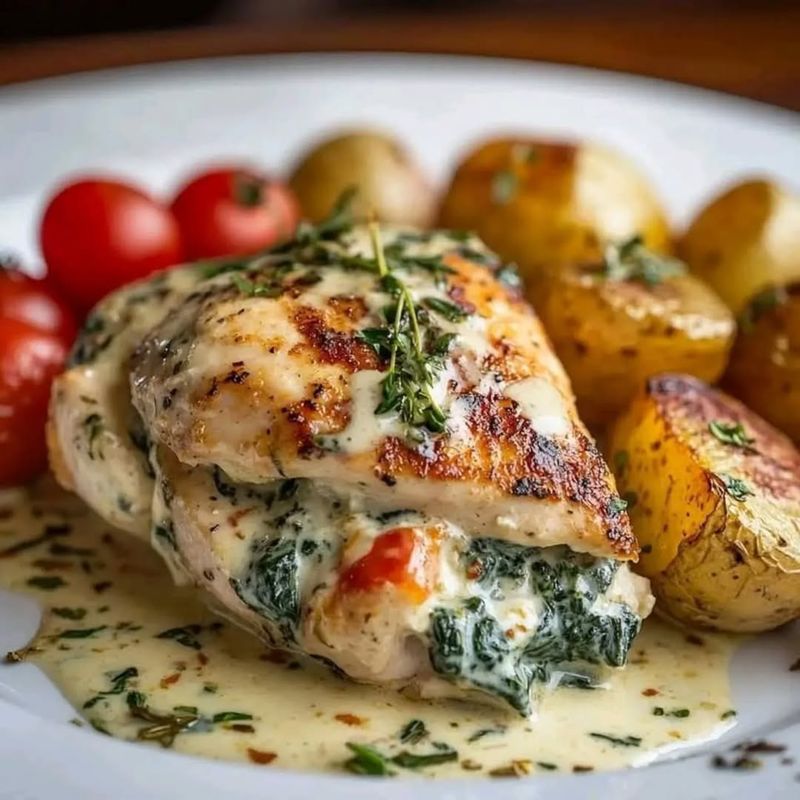 Spinach & Cream Cheese Stuffed Chicken