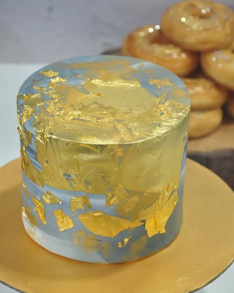 Gold Leaf-Adorned Cake