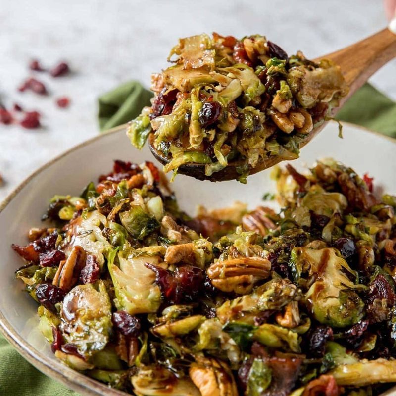 Brussel Sprouts With Balsamic Glaze And Cranberries