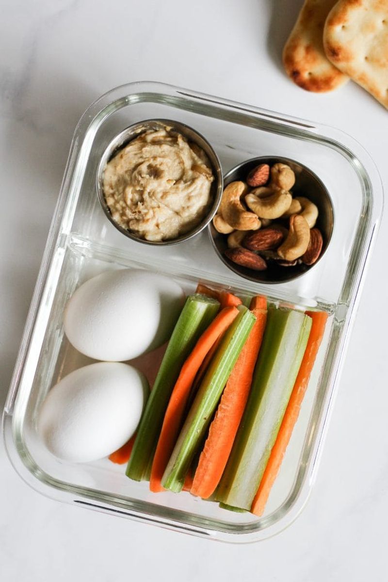 Hard-Boiled Eggs And Fresh Veggie Snack Boxes