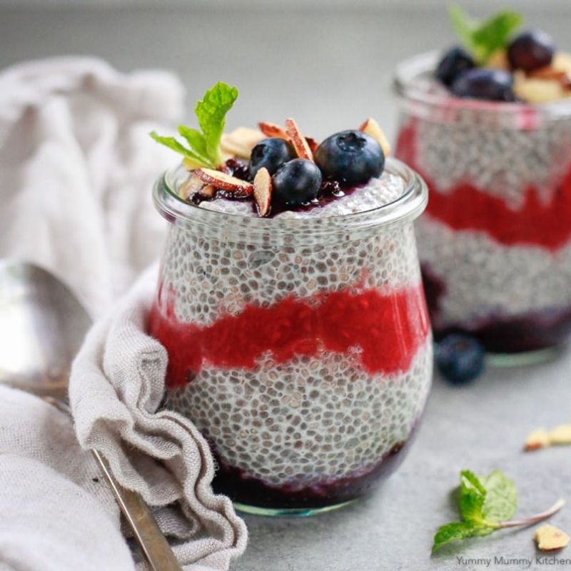 Berries And Sweet Cream Chia Pudding