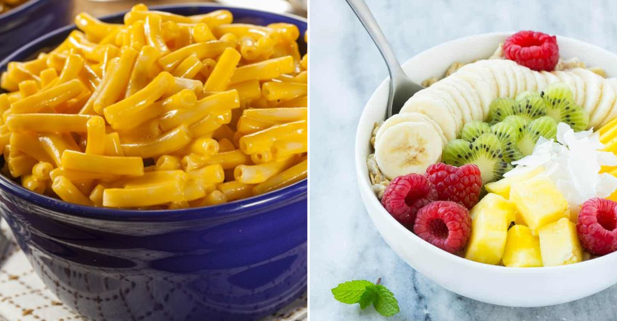 unhealthy processed and healthy fresh foods