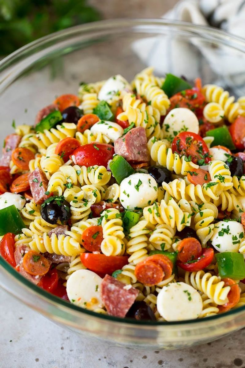Classic Italian Pasta Salad With Salami And Olives