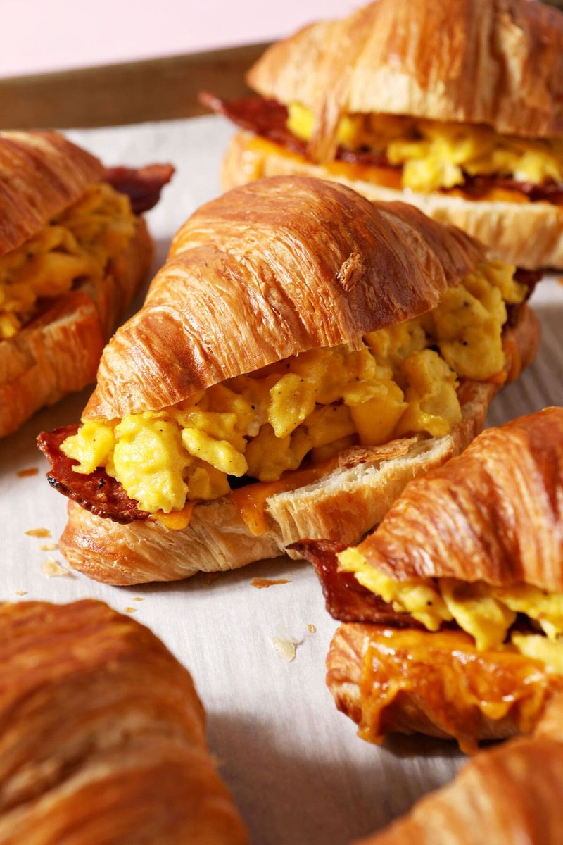Warm Croissant Sandwiches With Egg And Swiss