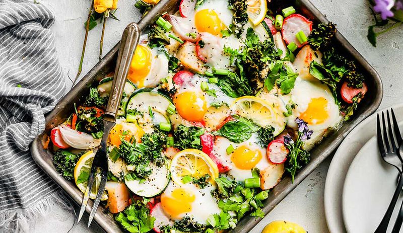 Sheet-Pan Eggs With Roasted Veggies