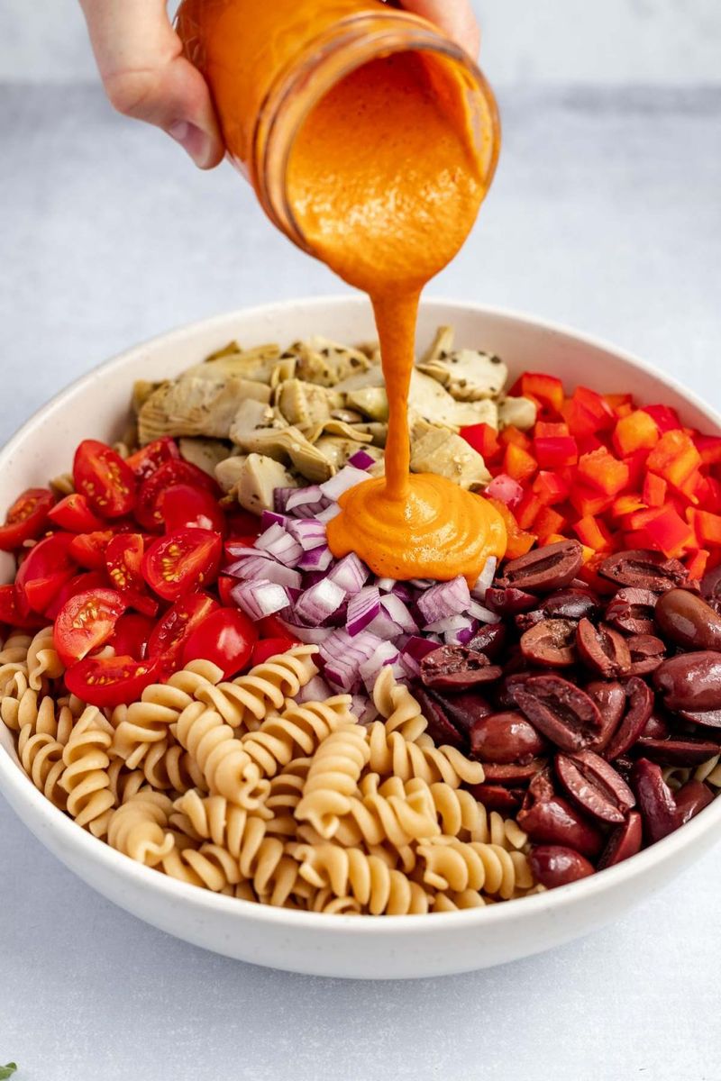 Vegan Creamy Pasta Salad With Cashew Dressing