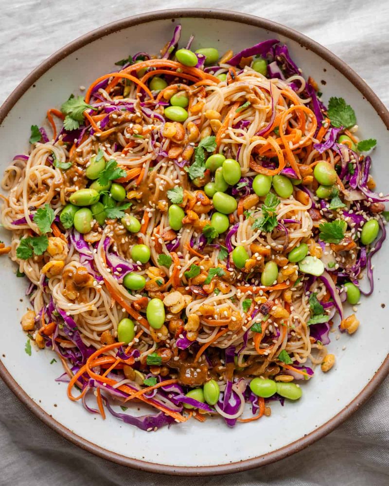 Spicy Peanut Noodle Salad With Crunchy Veggies