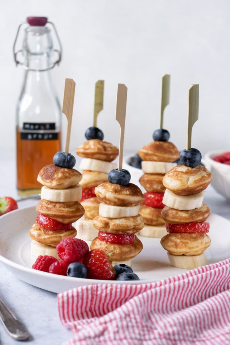 Mini Pancake Stacks On Toothpicks