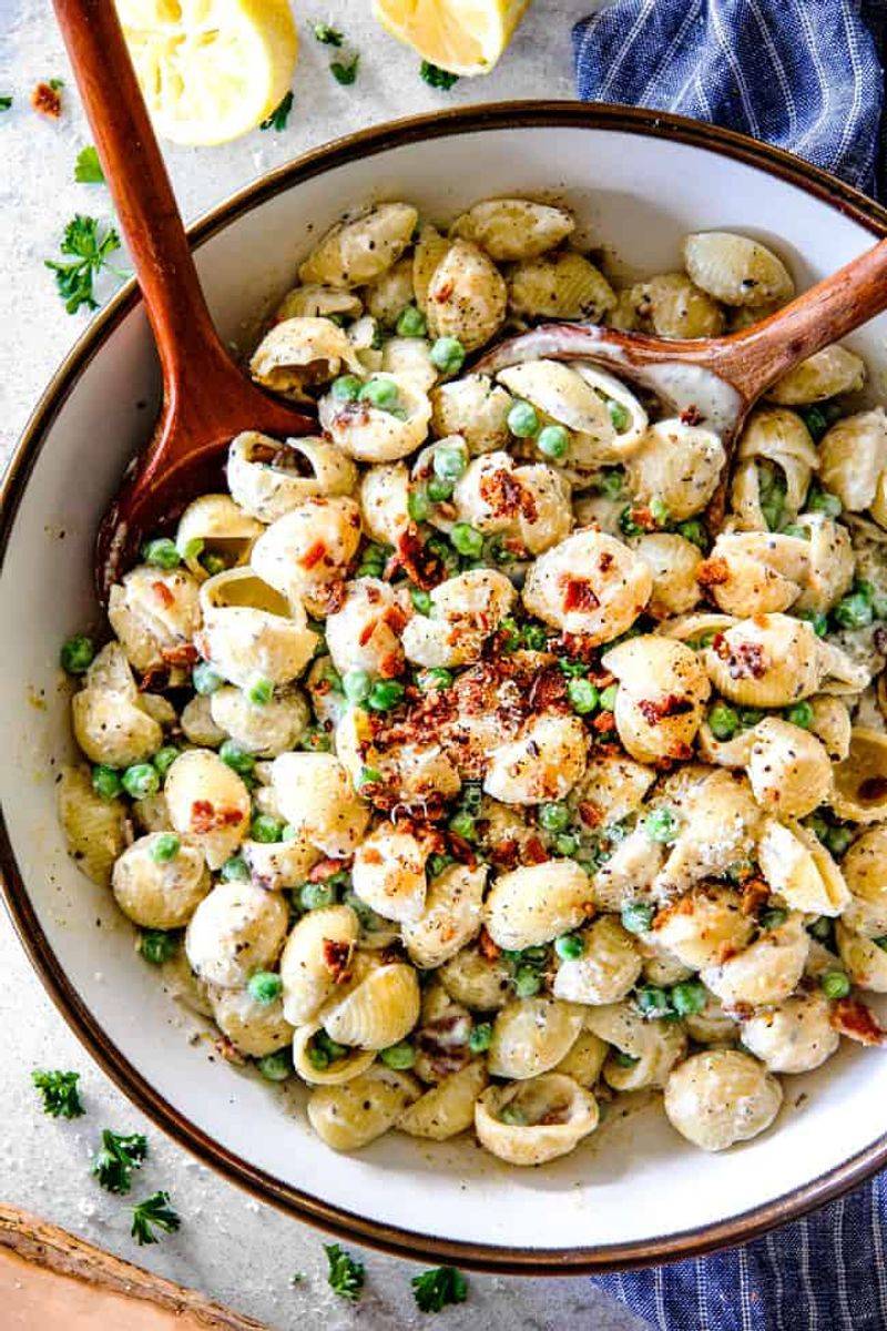 Creamy Ranch Pasta Salad with Bacon and Peas