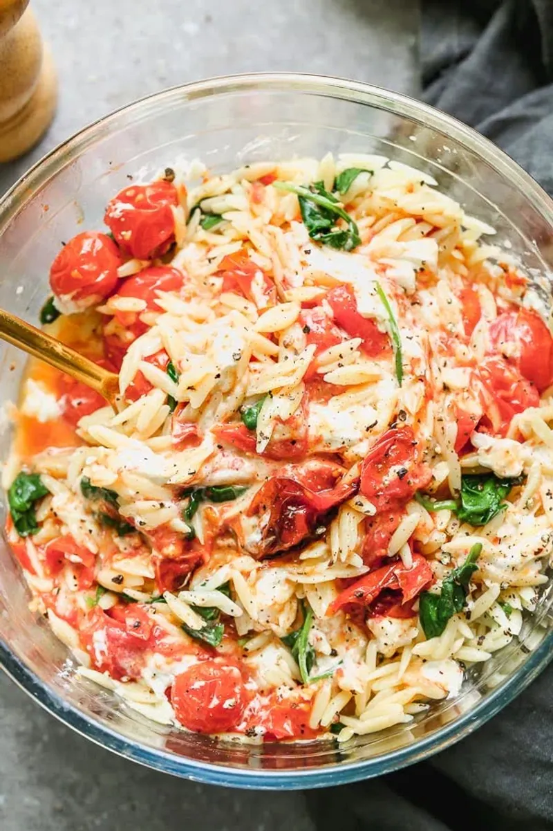 Lemon Basil Orzo Salad With Cherry Tomatoes
