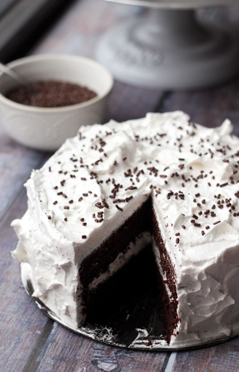 Fluff-Frosted Chocolate Cake