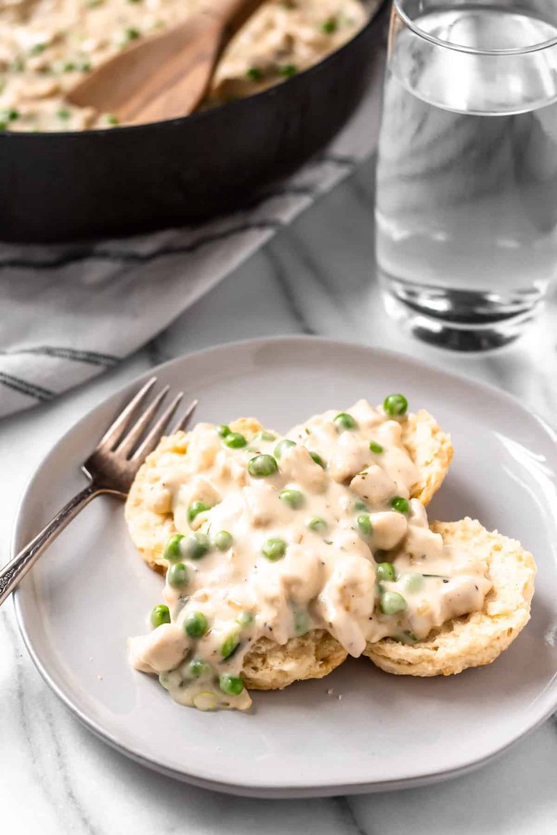 Creamed Chicken Over Biscuits Casserole