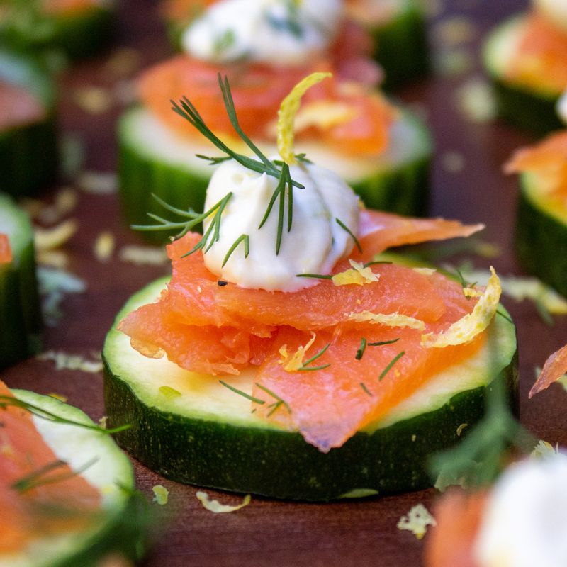 Smoked Salmon On Cucumber Rounds