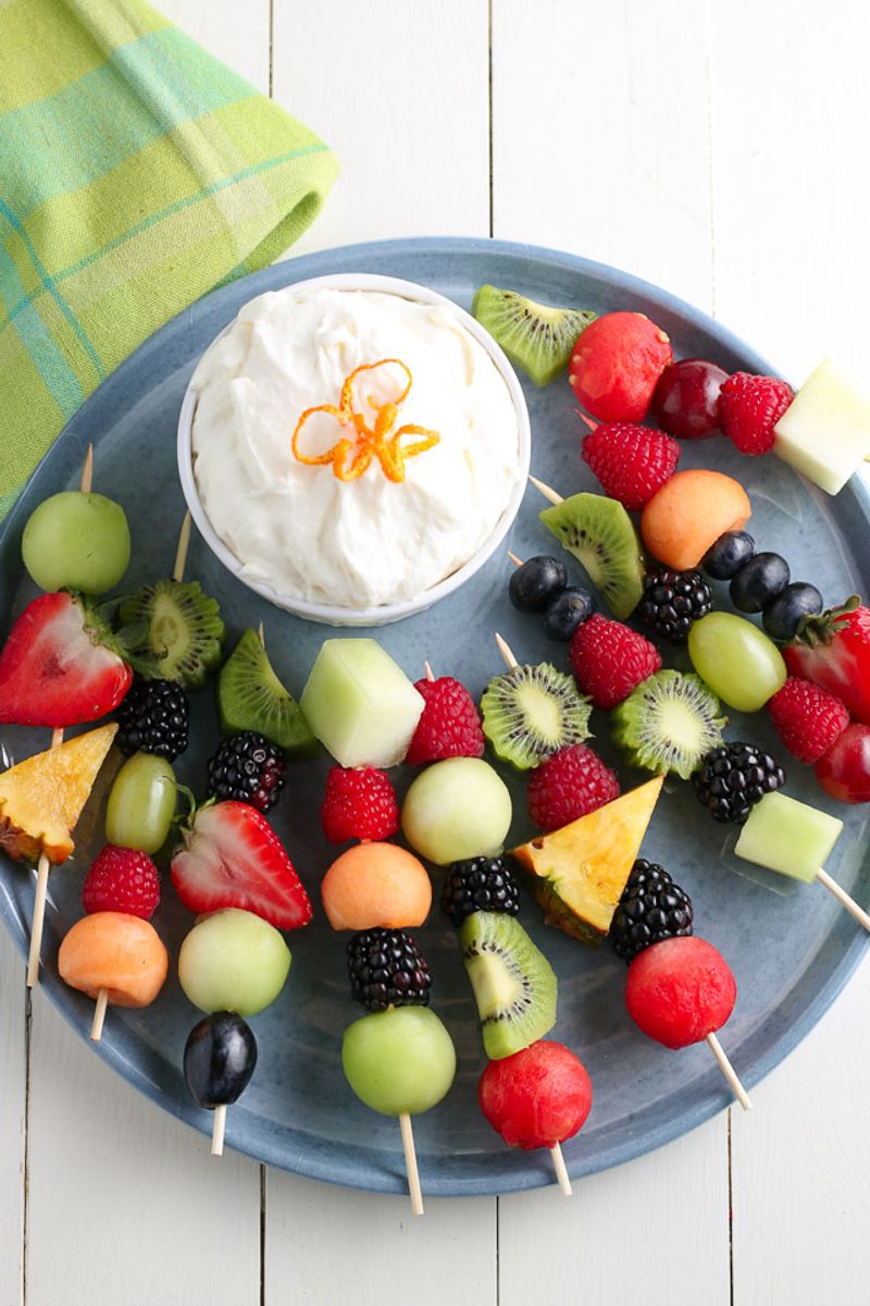 Fruit Skewers With Yogurt Dip