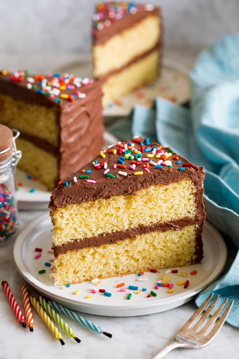 Yellow Cake With Chocolate Frosting