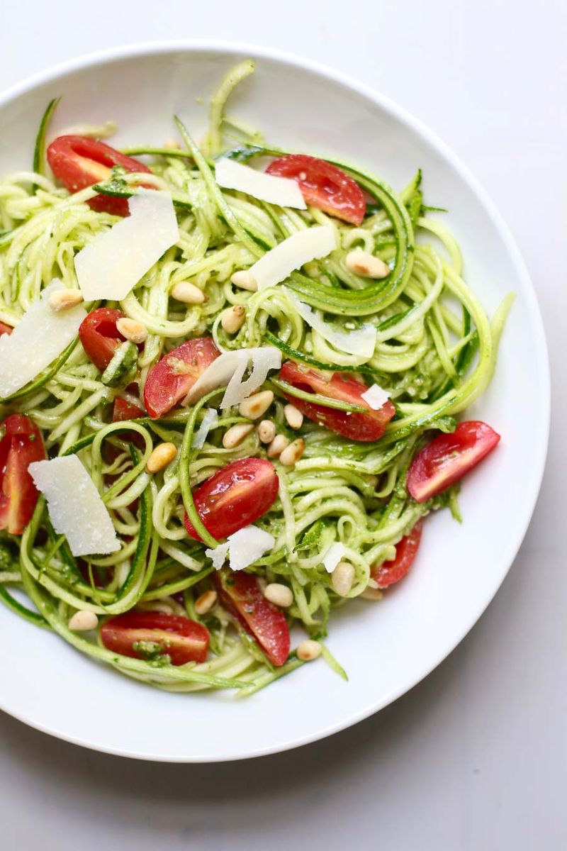 Zucchini Noodle Salad With Pesto