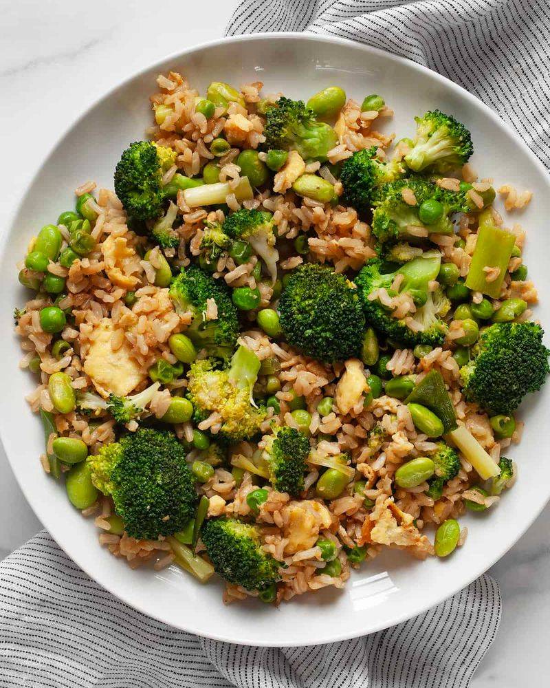Add Riced Broccoli To Fried Rice