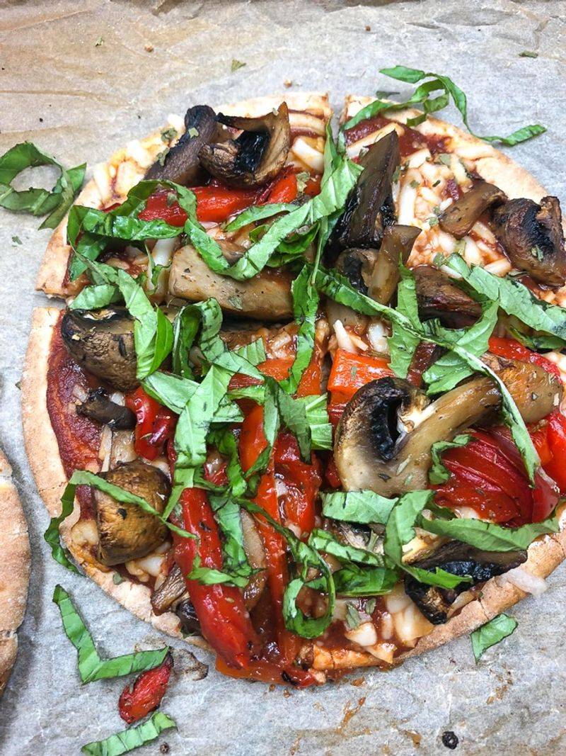 Roasted Veggie Pita Pizzas
