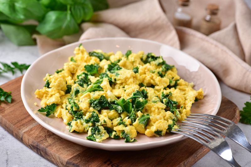 Fold Kale Into Egg Scrambles