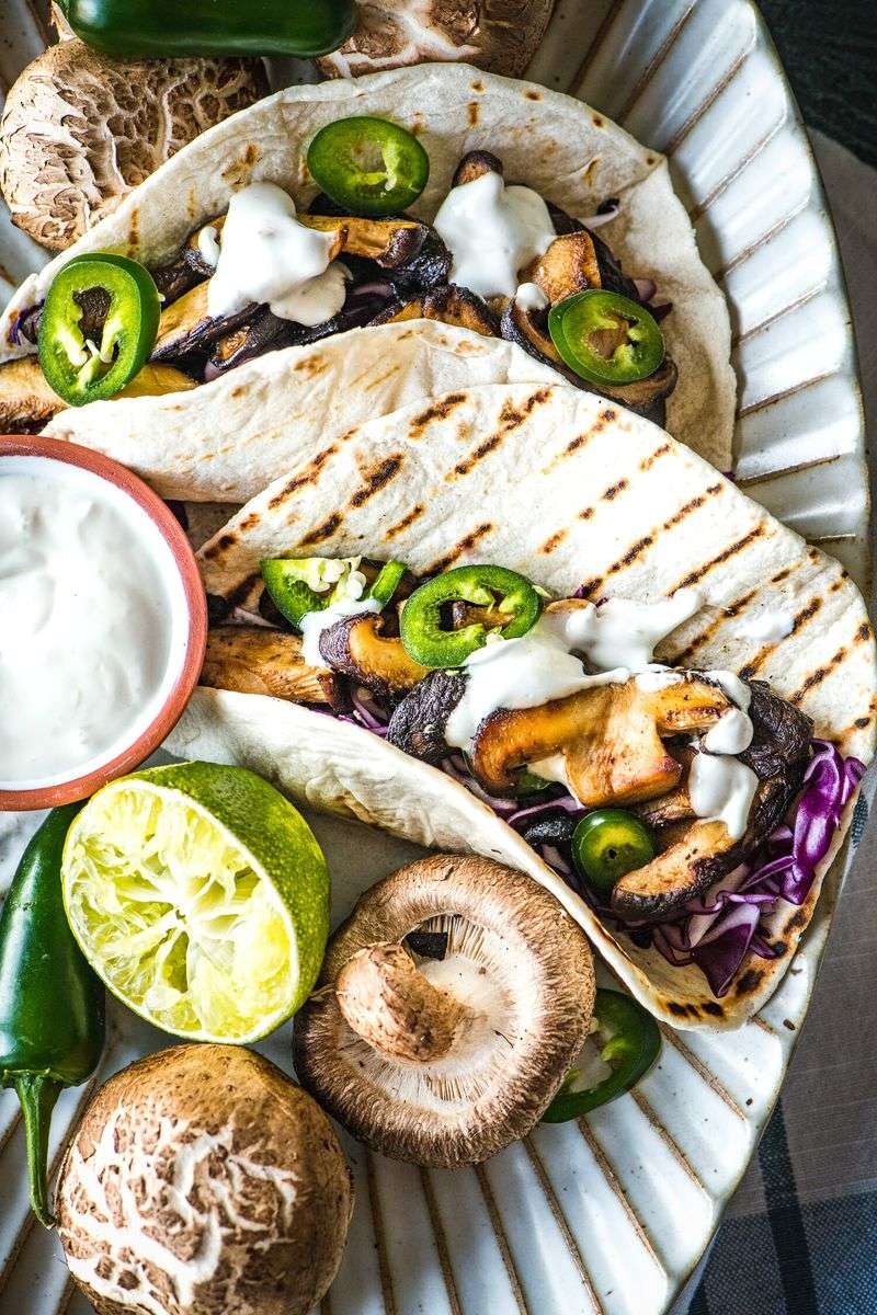 Mushroom Tacos With Lime Crema