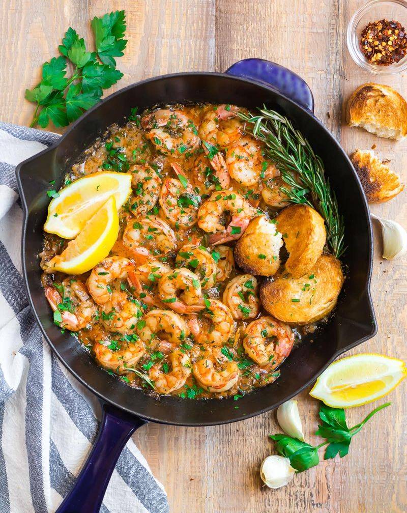 Garlic Butter Shrimp In Cast Iron