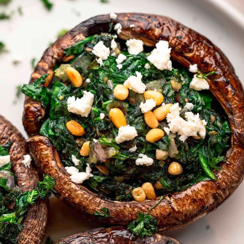 Spinach And Feta Stuffed Portobellos