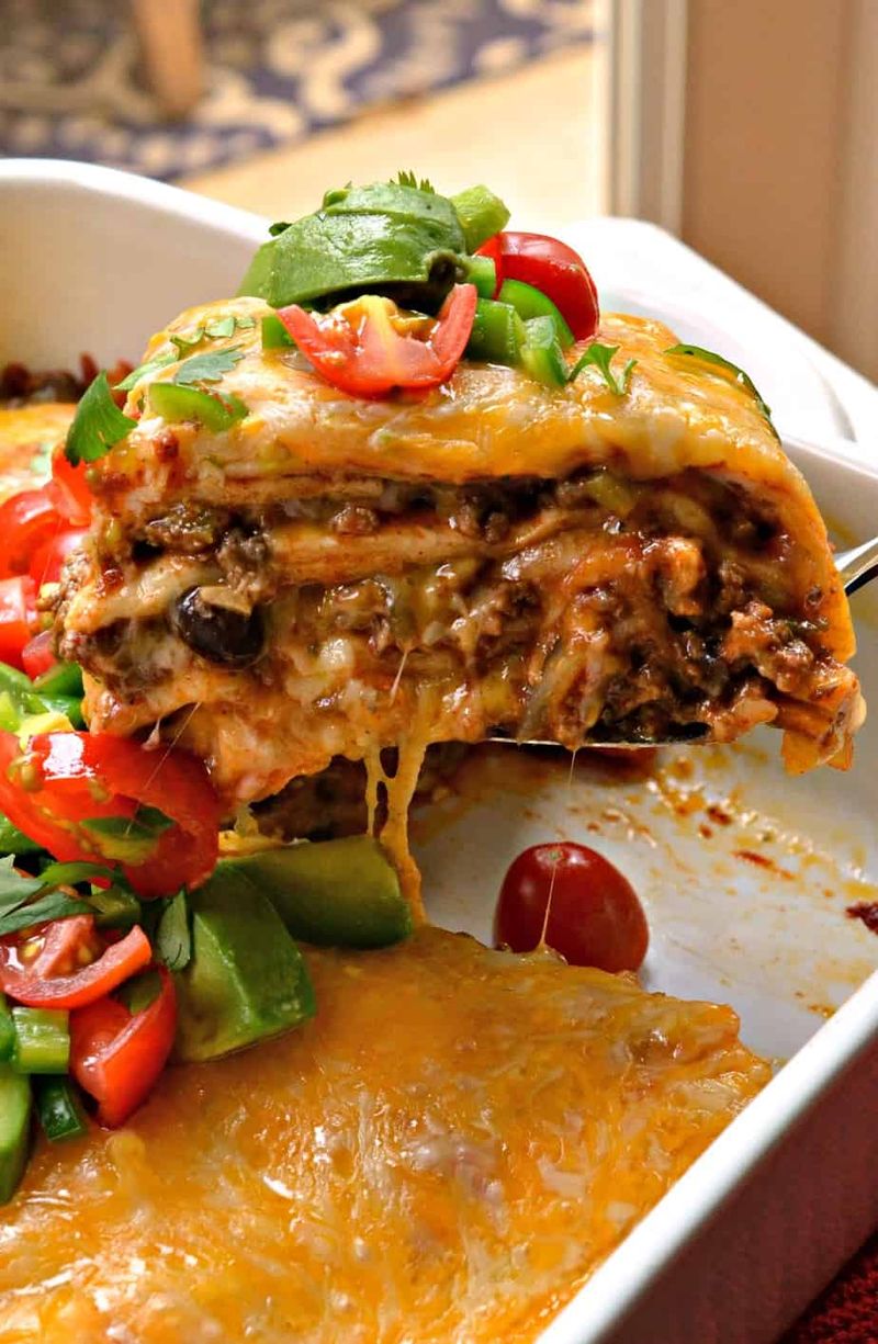 Enchilada Casserole With Layers Of Tortillas